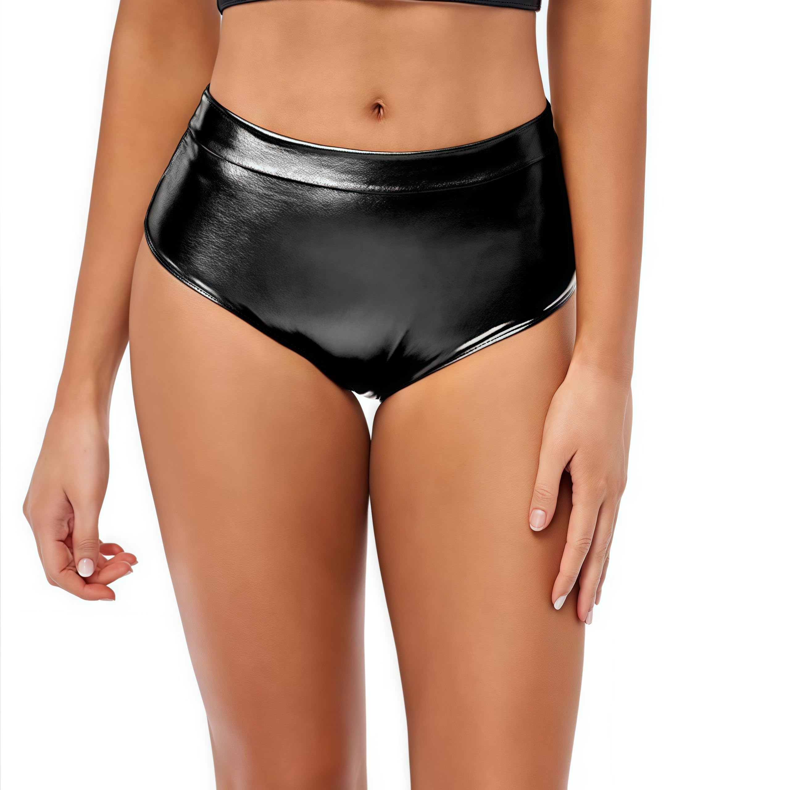 NewL Pantalones cortos metálicos para mujer, sexy, de cintura alta, brillantes, para rave, baile, festival, discoteca, fiesta de cosplay