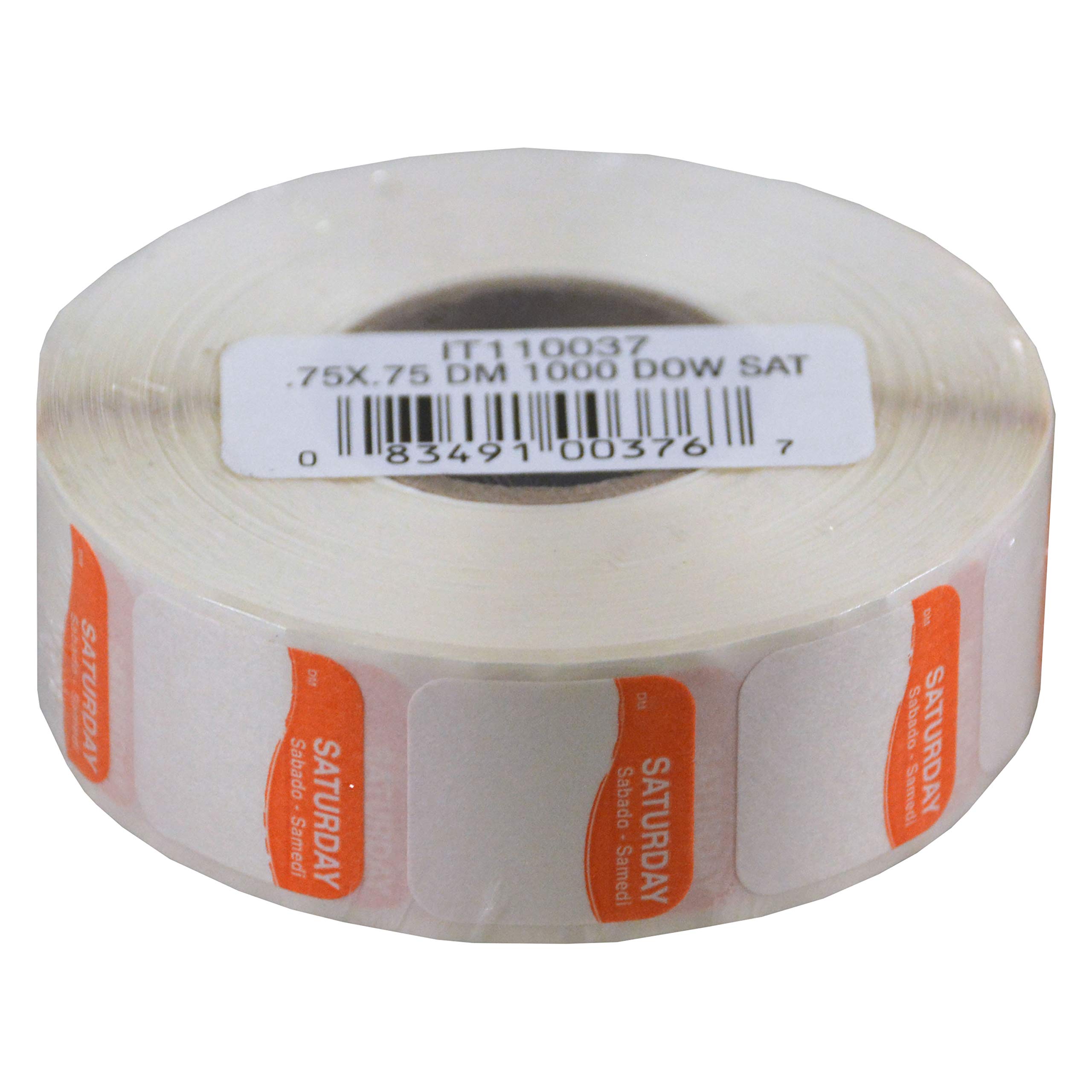 DayMark Day of The Week Dissolvable Label, Saturday, 3/4" x 3/4", Orange (Roll of 1000) — image 1