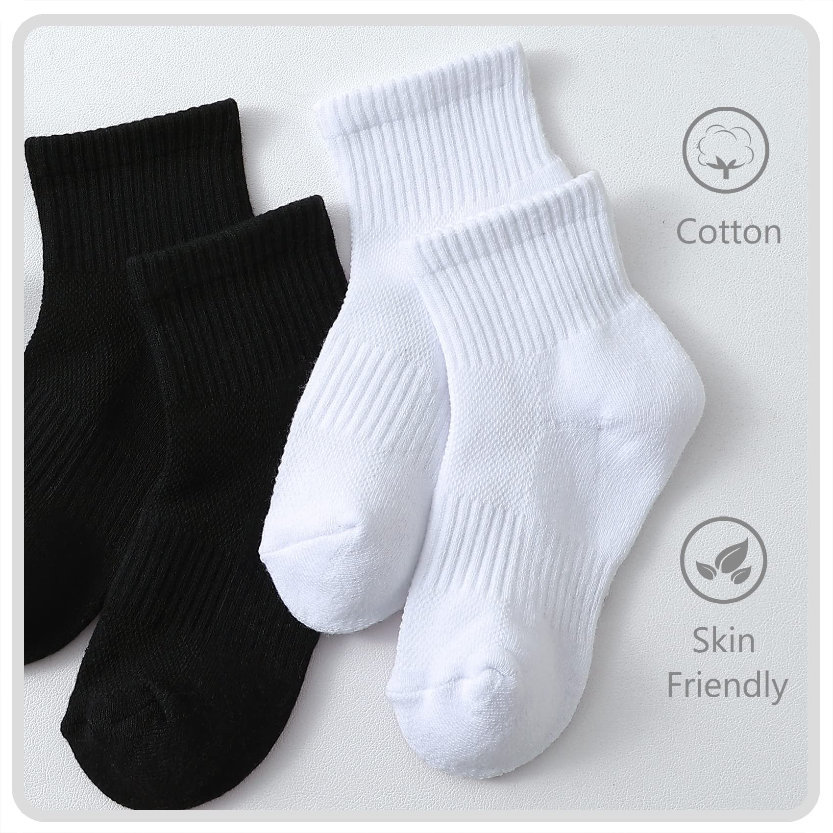 Calcetines tobilleros acolchados para niños, calcetines cortos atléticos para niñas, calcetines de algodón para niños, jóvenes, deportes, 10 pares