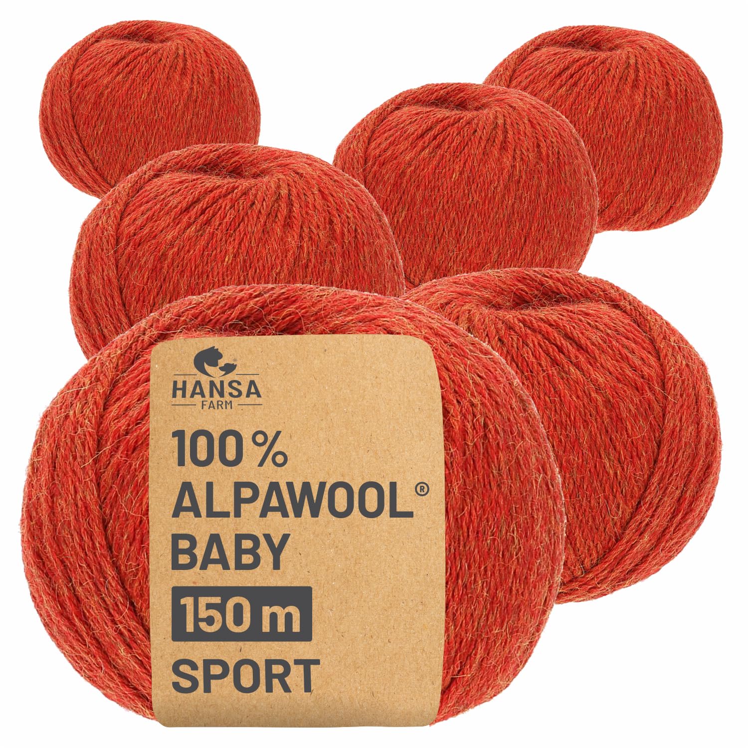 100% lana di alpaca in più di 50 colori (non punge), set da 300g (6 x 50g), lana di baby alpaca morbida per maglieria e uncinetto in 6 spessori di filato - Gomitoli lana arancio (heather)