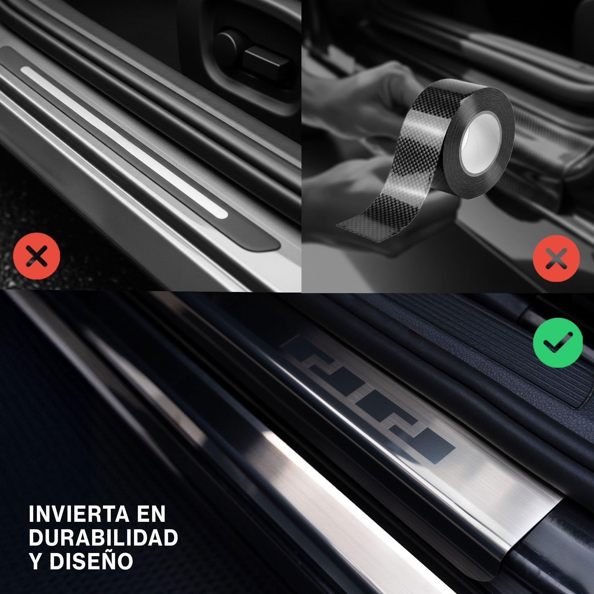 CHROMEMASTER | Protector de Umbral de Puerta Compatible con Mazda CX-5 II 2017-2024 | Acero Inoxidable; Protección Antirrayaduras para Umbral - Accesorio de Coche Adhesivo - Juego de 4 Piezas