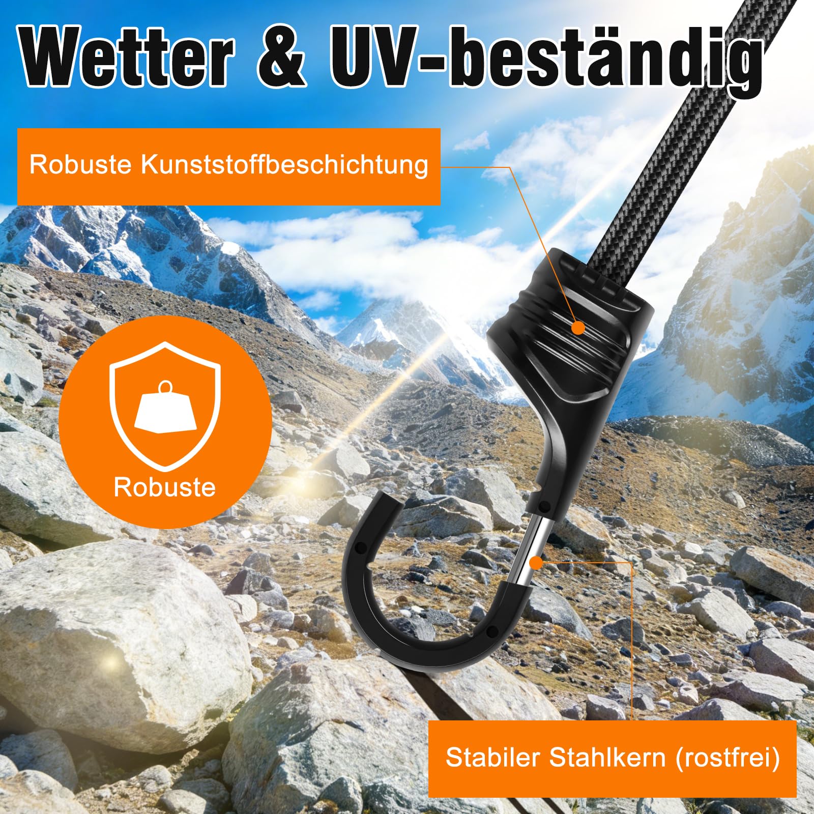 Verstellbar Spanngummi Mit Haken 45 cm, 6 Stück Robuste Expander Mit Haken Gepäckspanner Ladungssicherung für Camping, Sonnensegel, Tarpaulins, Abdeckplane Fahrrad, Auto, Dachträger