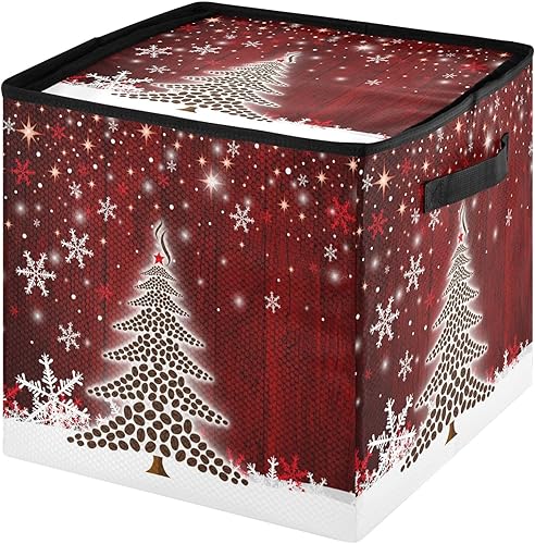 Cesta de almacenamiento para adornos de árbol de Navidad, caja de almacenamiento de copos de nieve rojos para invierno, Navidad, vacaciones,