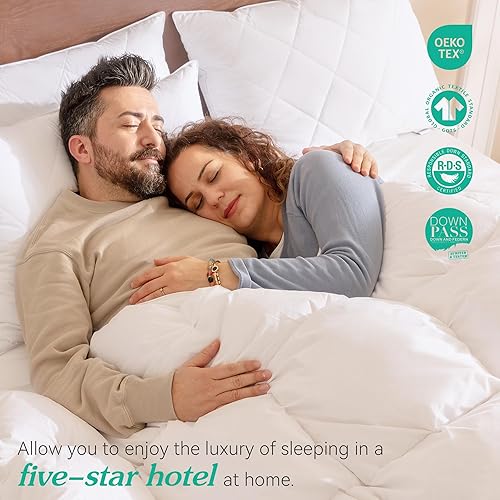 Miniatura 4 de Almohada de plumas de ganso blanco Funda de algodón egipcio de 600 hilos Almohada de firmeza media tamaño Queen apoyo suave color blanco una almohada