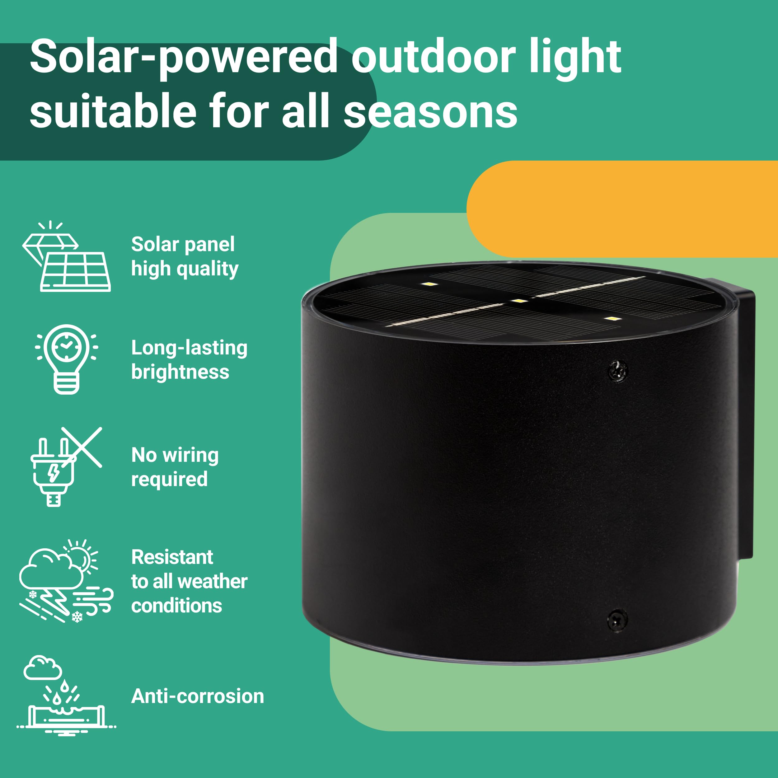 Proxinova Solar Up & Down Wall Light, Solar Lights Outdoor Garden Wall, Waterproof Steel Fence Light - Image 2