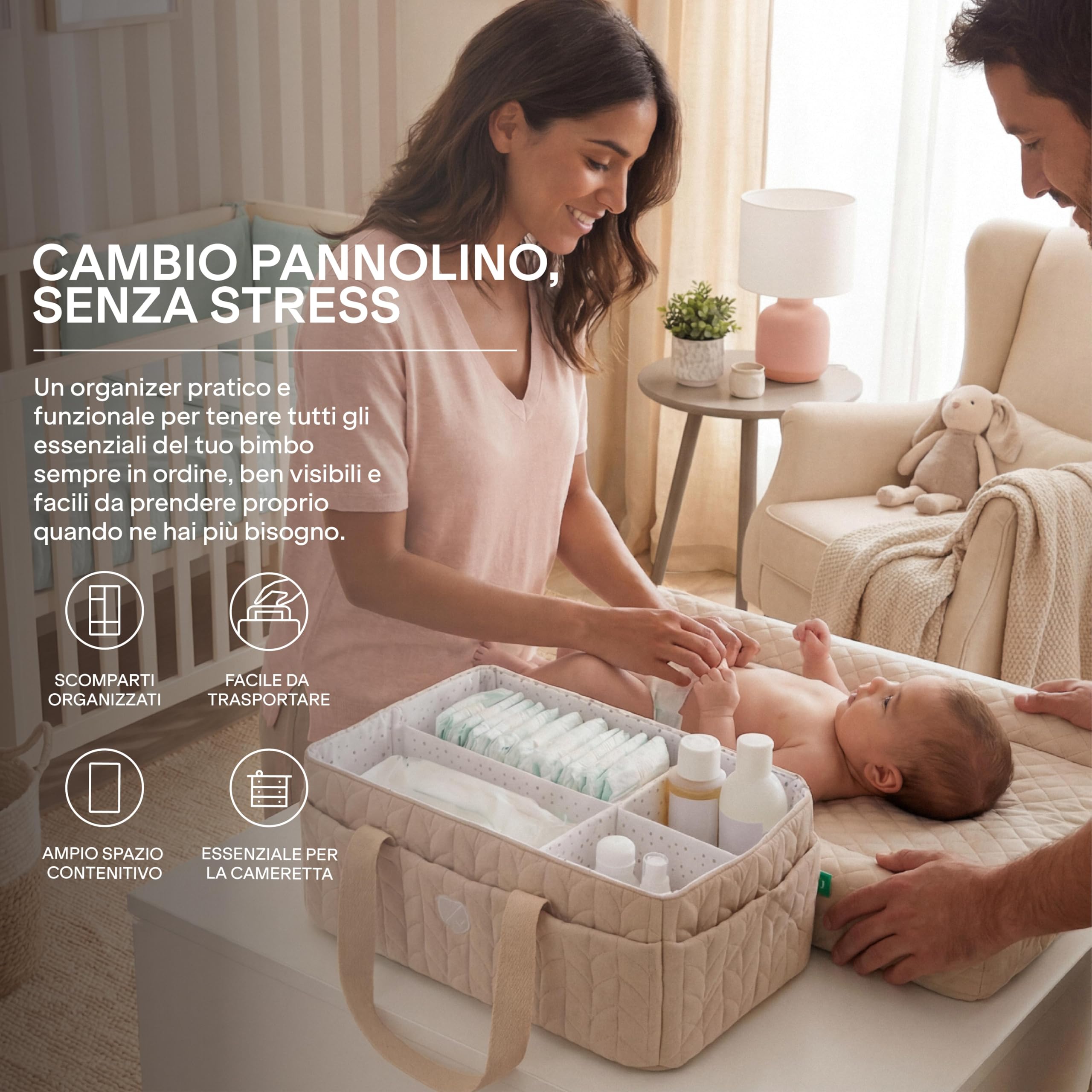 Koala Babycare Organizer Fasciatoio per Neonati - Cestino Porta Pannolini Portatile con Divisori Rimovibili - Organizer Pannolini per Cambio Pannolino e Cameretta Neonato - Perfetto Come Idea Regalo