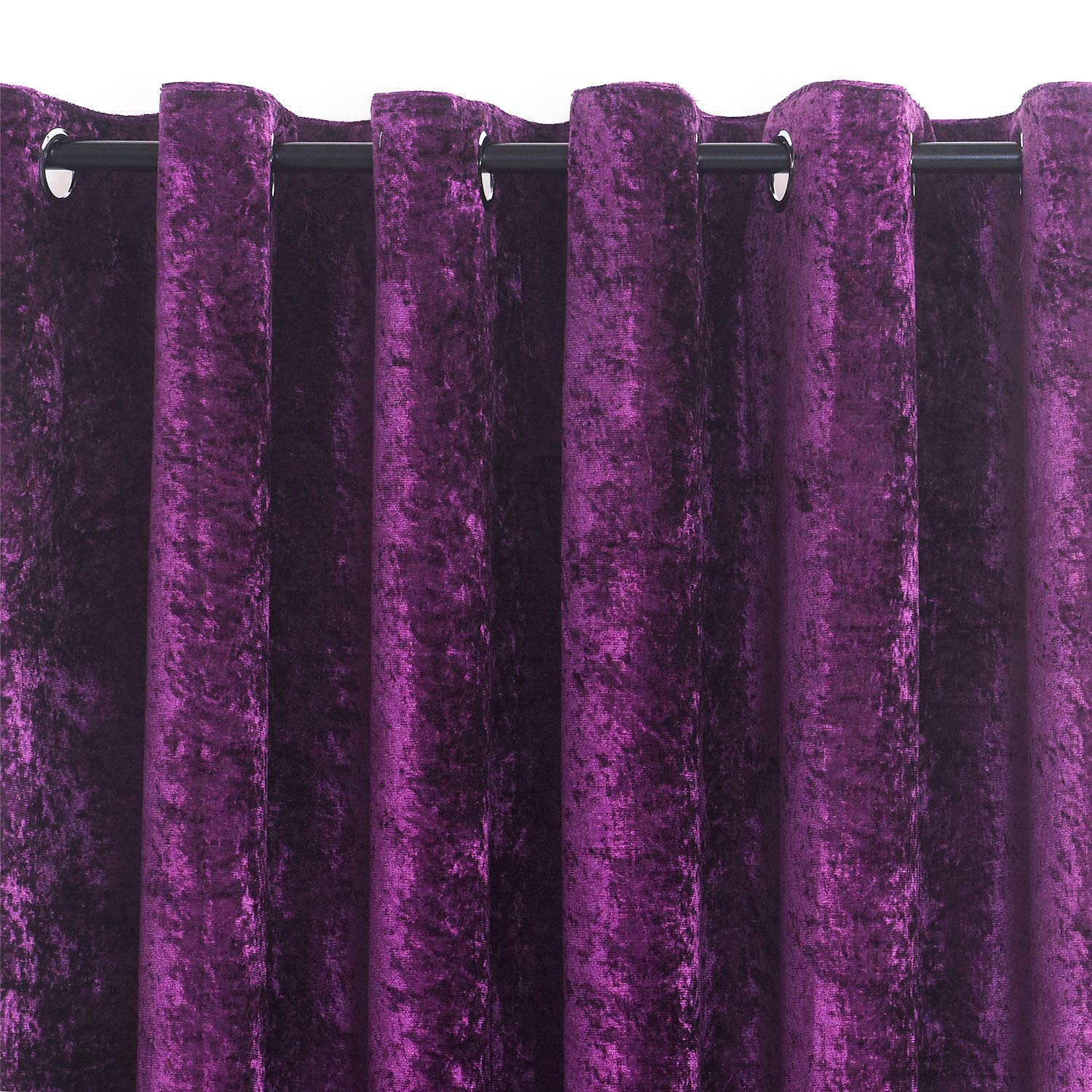 WEAVERS: Pair of Fully Lined Crushed Velvet Curtains. 4cm Metal Ring Top to Easily install curtains with Rods. Ideal for Winter and Summer. Color - Image 2