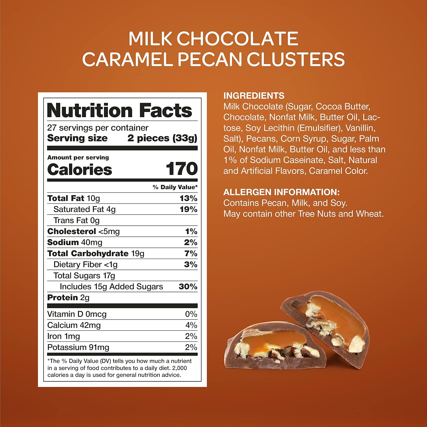 Funtasty Milk Chocolate Caramel Pecan Clusters, Pack 2 Pounds