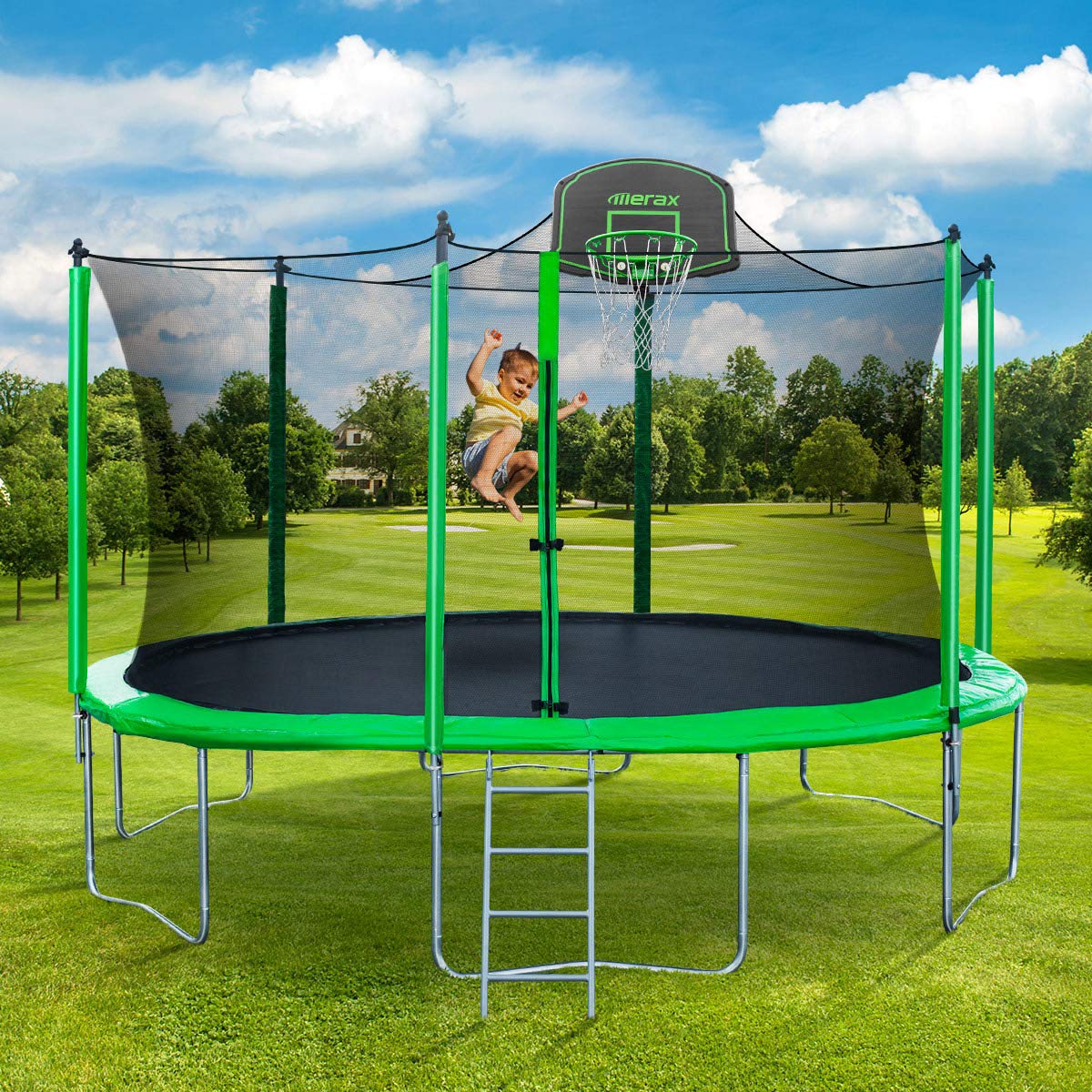 Merax 14 FT Round Trampoline with Safety Enclosure, 990LB ASTM Approved