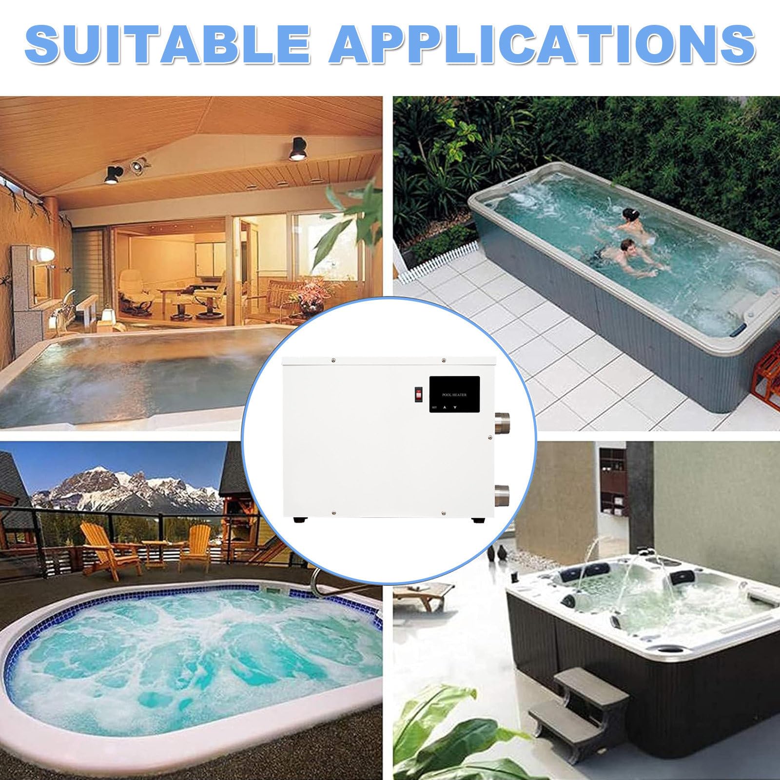 Edelstahl-Pool- Und Spa-Heizung | 5,5 Kw/9 Kw/11 Kw/15 Kw Elektrische Poolheizung Mit Thermostat Und Touchscreen, Geeignet Für Schwimmbäder, Spas Und Badewannen. 15kw