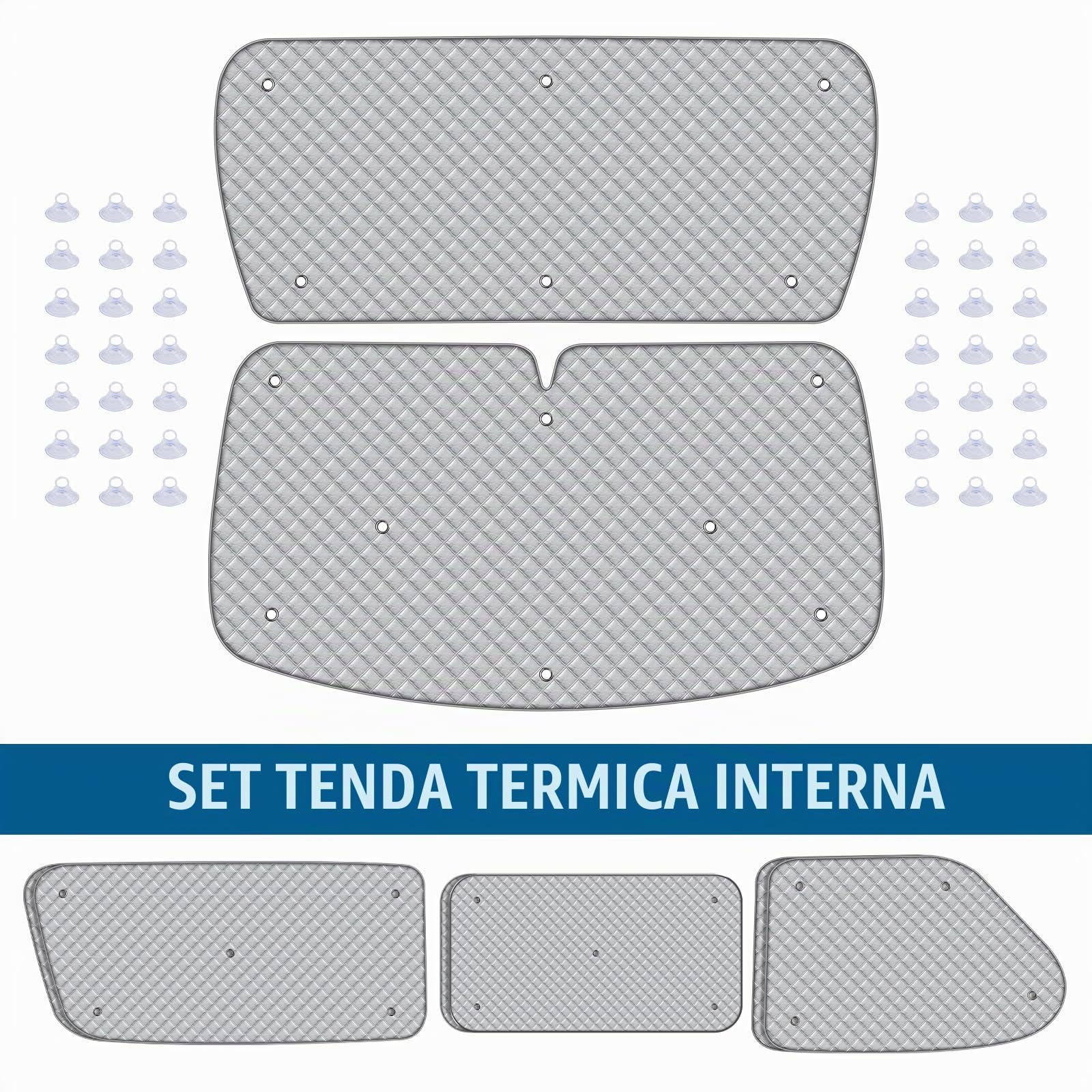 Set di 8 tappetini termici per cabina auto LWB VW T4, di lusso interno parasole per auto, set di tende termiche, oscuranti, protezione solare per parabrezza