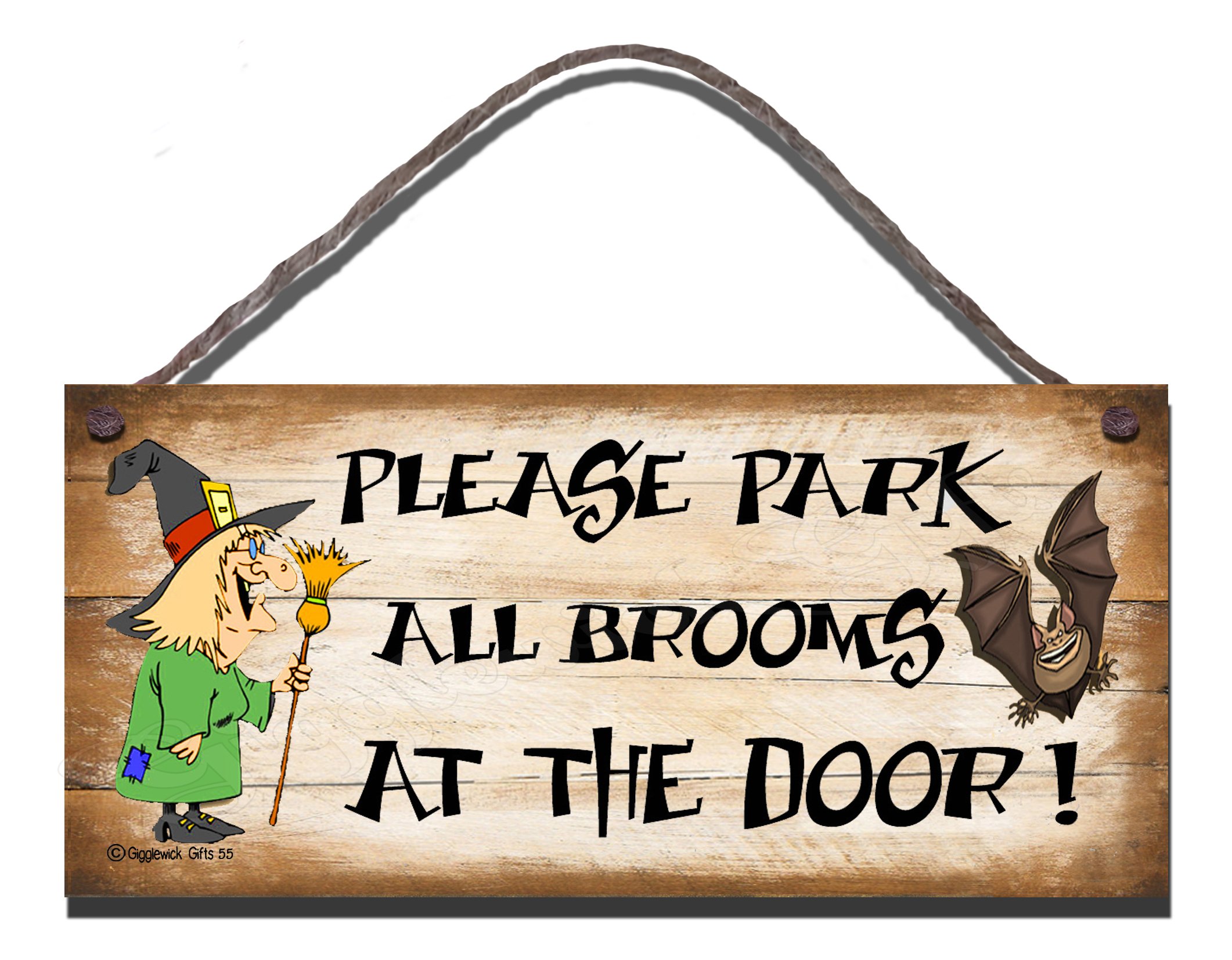 Wooden Funny Sign Wall Plaque Witch Please Park All Brooms At The door