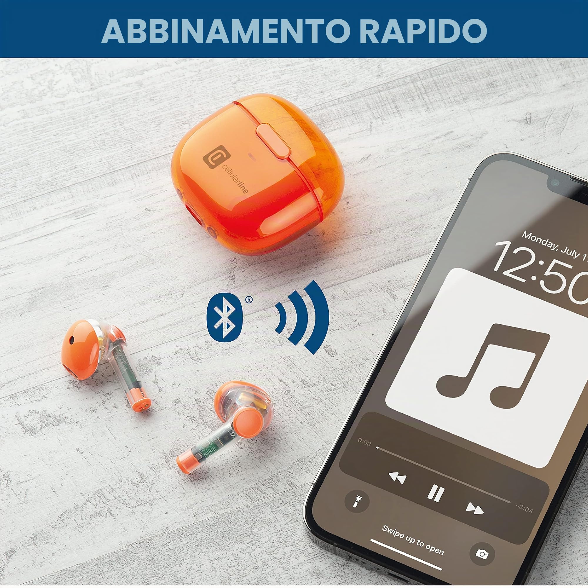 cellularline | FINE Trasparente | Auricolari Bluetooth TWS Wireless In-Ear a Capsula con Custodia di Ricarica - Play time di 10 ore - Fast Pairing - Controlli touch e Auto Pairing