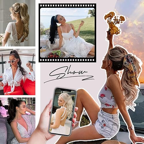 Miniatura 5 de Black Ponytail Extension, Bendable Metals Wrap Around Womens Wavy Ponytail Black Hair Piece Long Ponytail Extension (Natural Black)