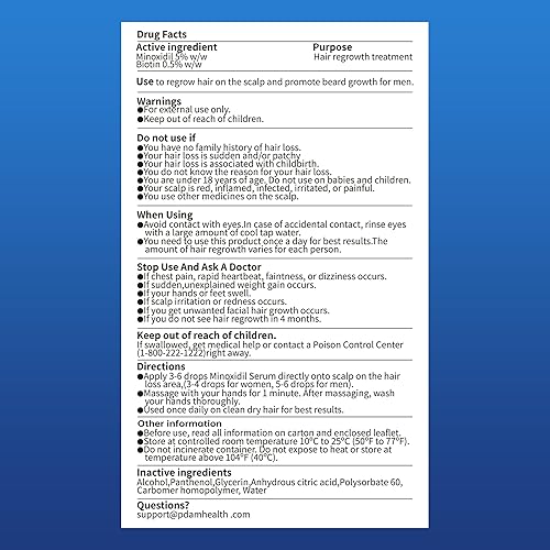 Miniatura 9 de Suero de crecimiento del cabello con minoxidil al 5% con biotina para hombres y mujeres, cabello más grueso y saludable, minoxidil tópico para
