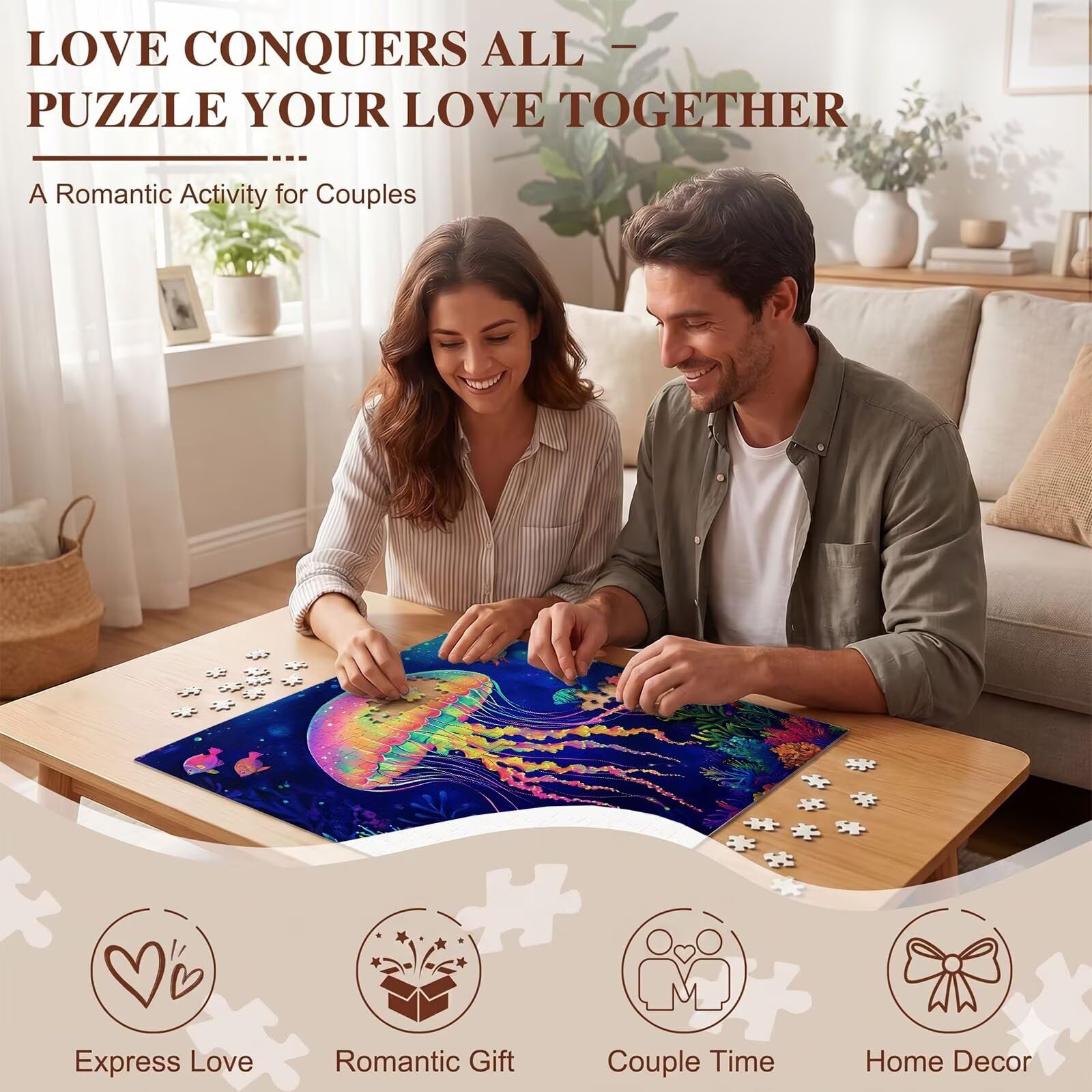 sogno medusa Puzzle 1500 Pezzi per Adulti, Puzzle in Legno - Collezione Classica con Poster Incluso - Sfida di Concentrazione e Passatempo Antistress, Gioco Educativo per Famiglia, 87 x 57 cm f0-778