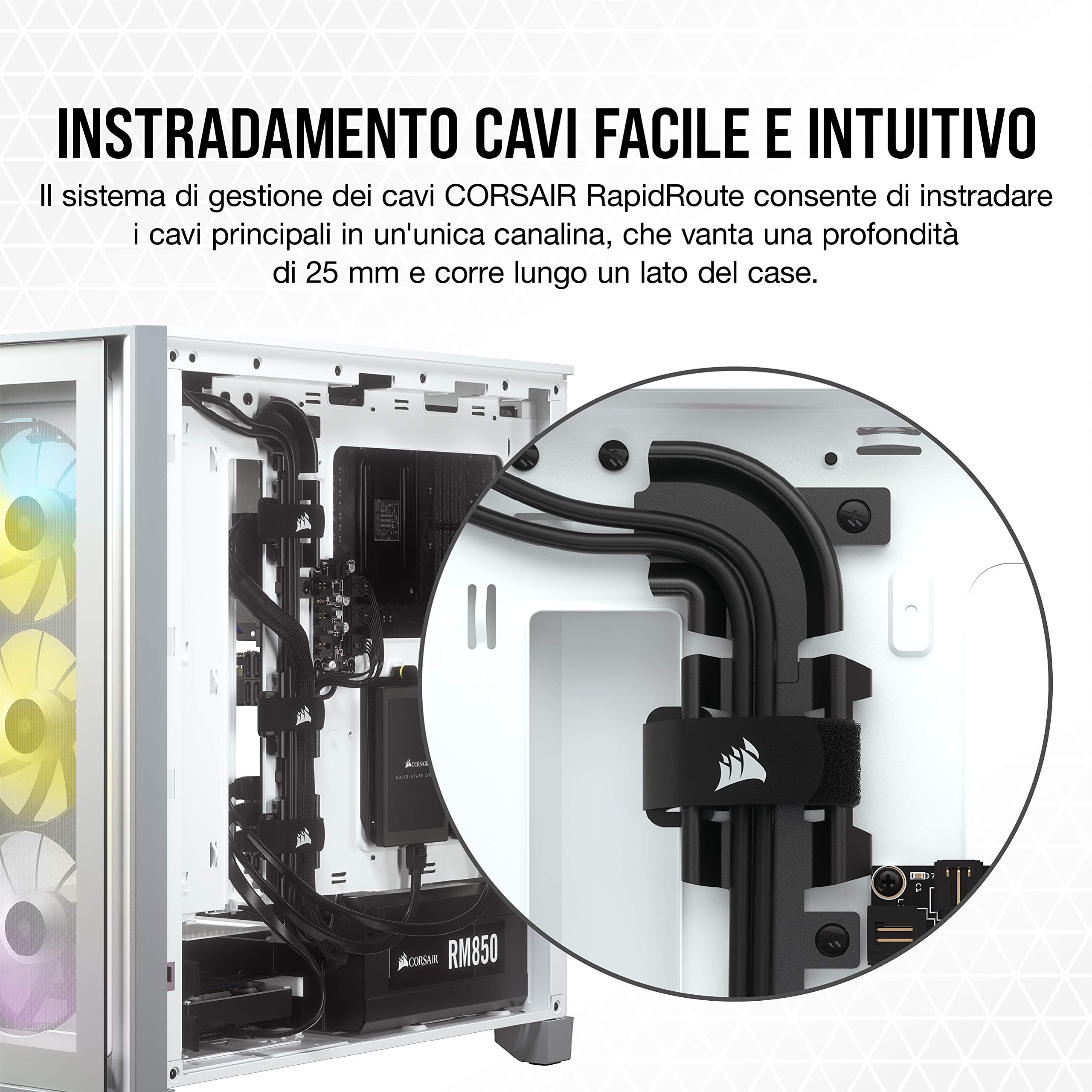 Corsair CC-9011205-WW Case Atx Mid Tower con Vetro Temperato, Ampio Spazio Interno, Bianco
