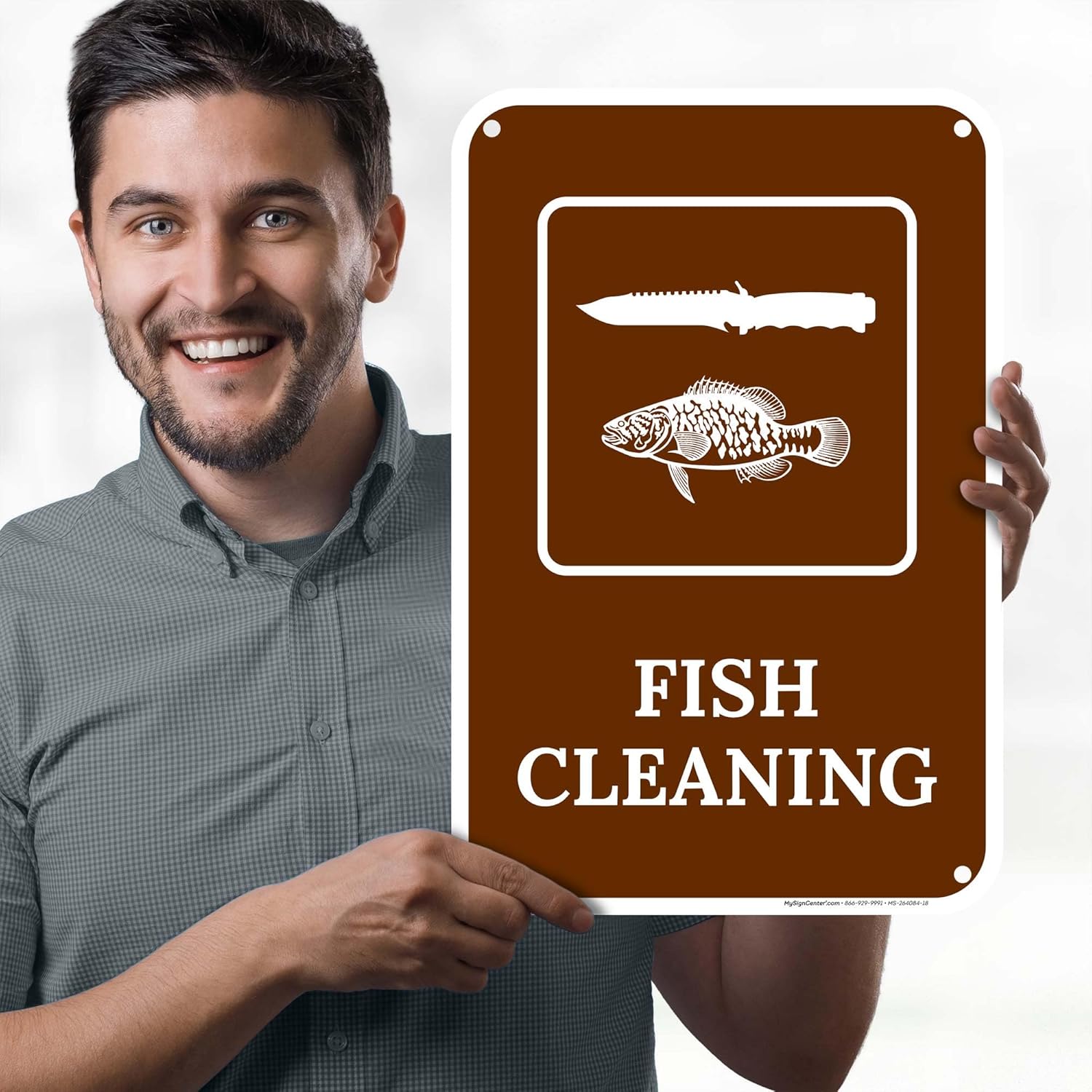 Fish Cleaning Sign, 12x18 Inches, 55 mil thick HDPS (high density polystyrene), Made in USA by My Sign Center