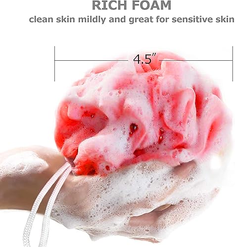 Miniatura 5 de Star Esponja de baño de larga duración, 6 unidades  Puf de malla de baño pesado de 2.12 oz con ventosa  Esponja de ducha grande y esponjas