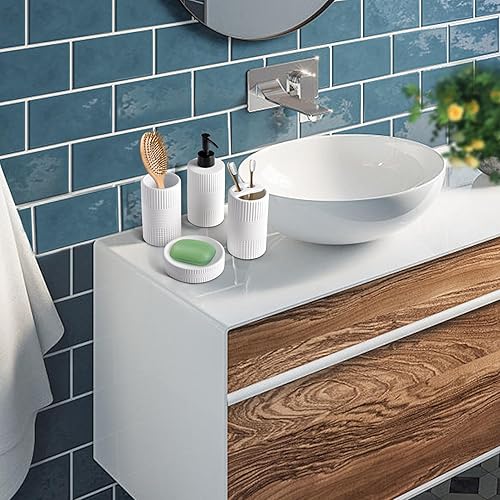 Miniatura 7 de Moderno juego de baño blanco de 3 piezas esencial bienestar relajación elegancia artículos para encimera accesorios mejor organizado