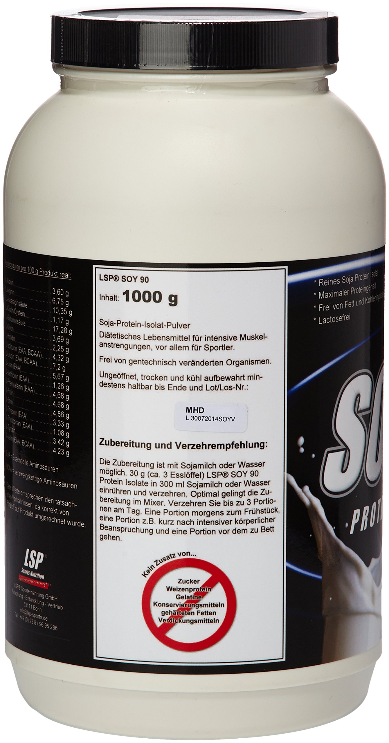 LSP Soy 90 (Sojaprotein 100% Vegan) Vanille, 1er Pack (1 x 1 kg)