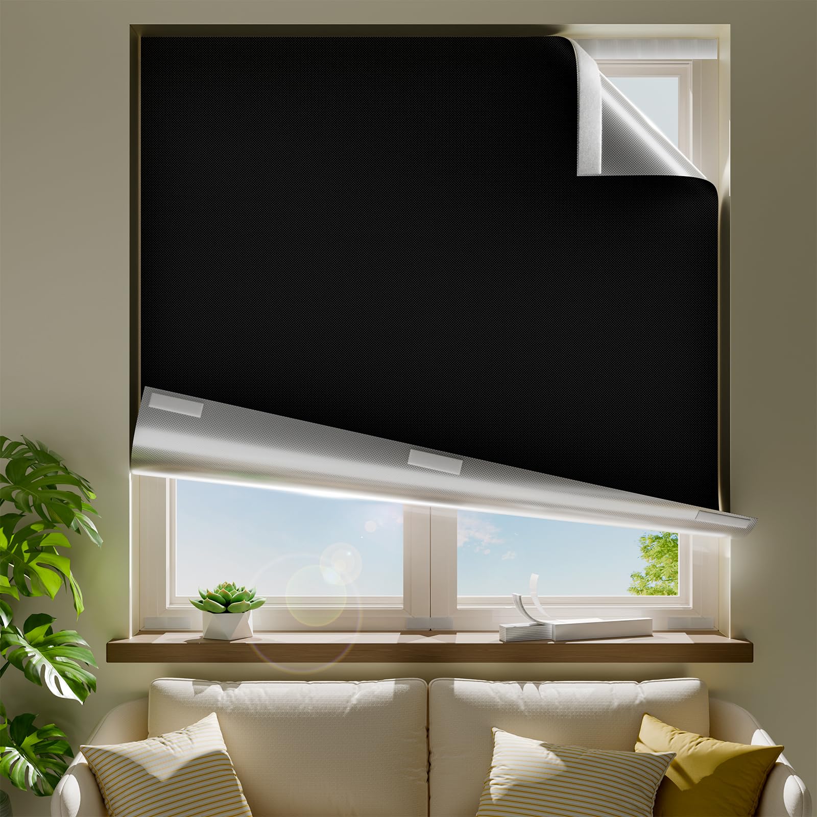 100% Blackout Curtains for Bedroom,Portable Blackout Shades 20"W x 36"L