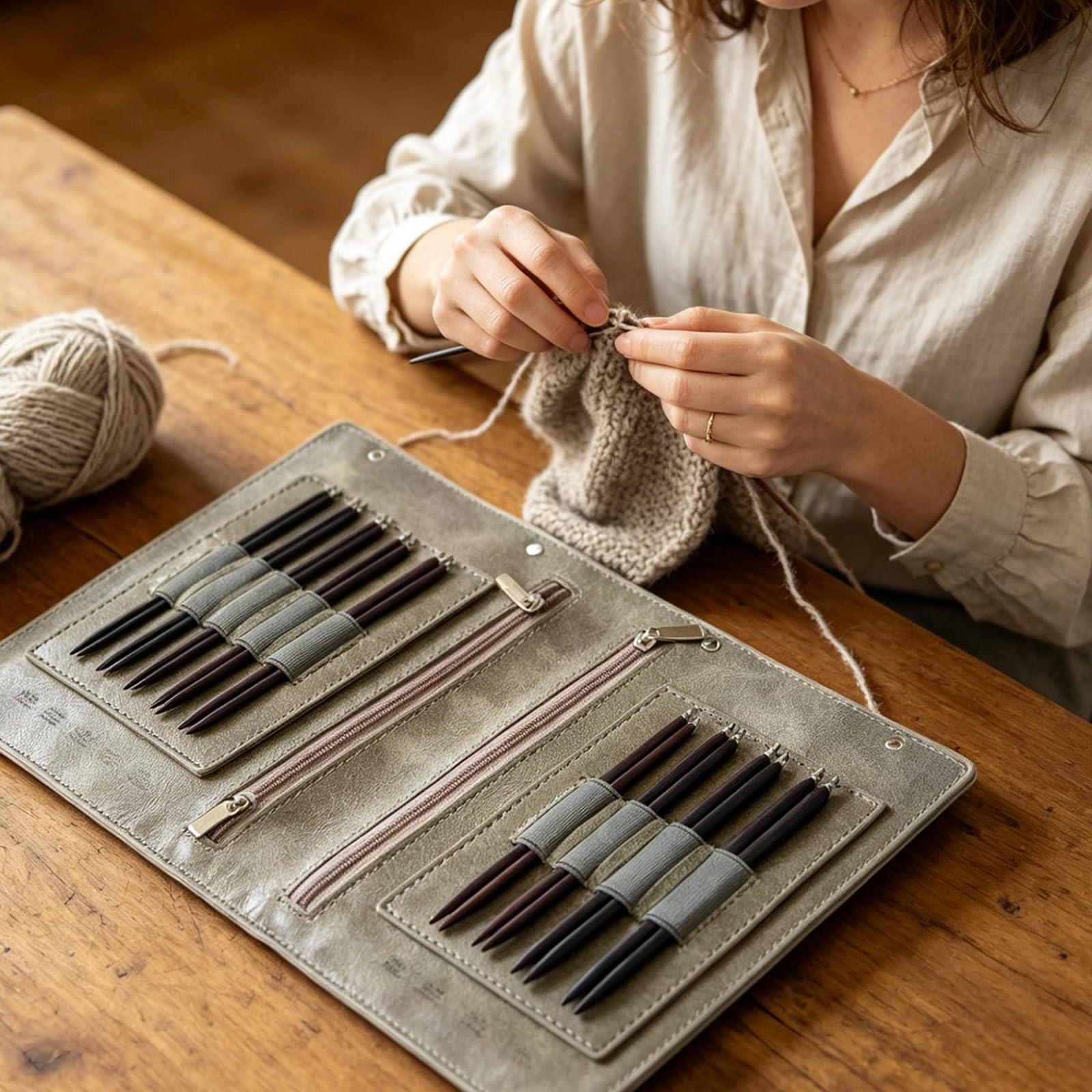 Yarn Stricknadel Set, austauschbare runde Holznadeln, 9 Paar mit 3 mm–6 mm Größen für Strickprojekte zu Hause