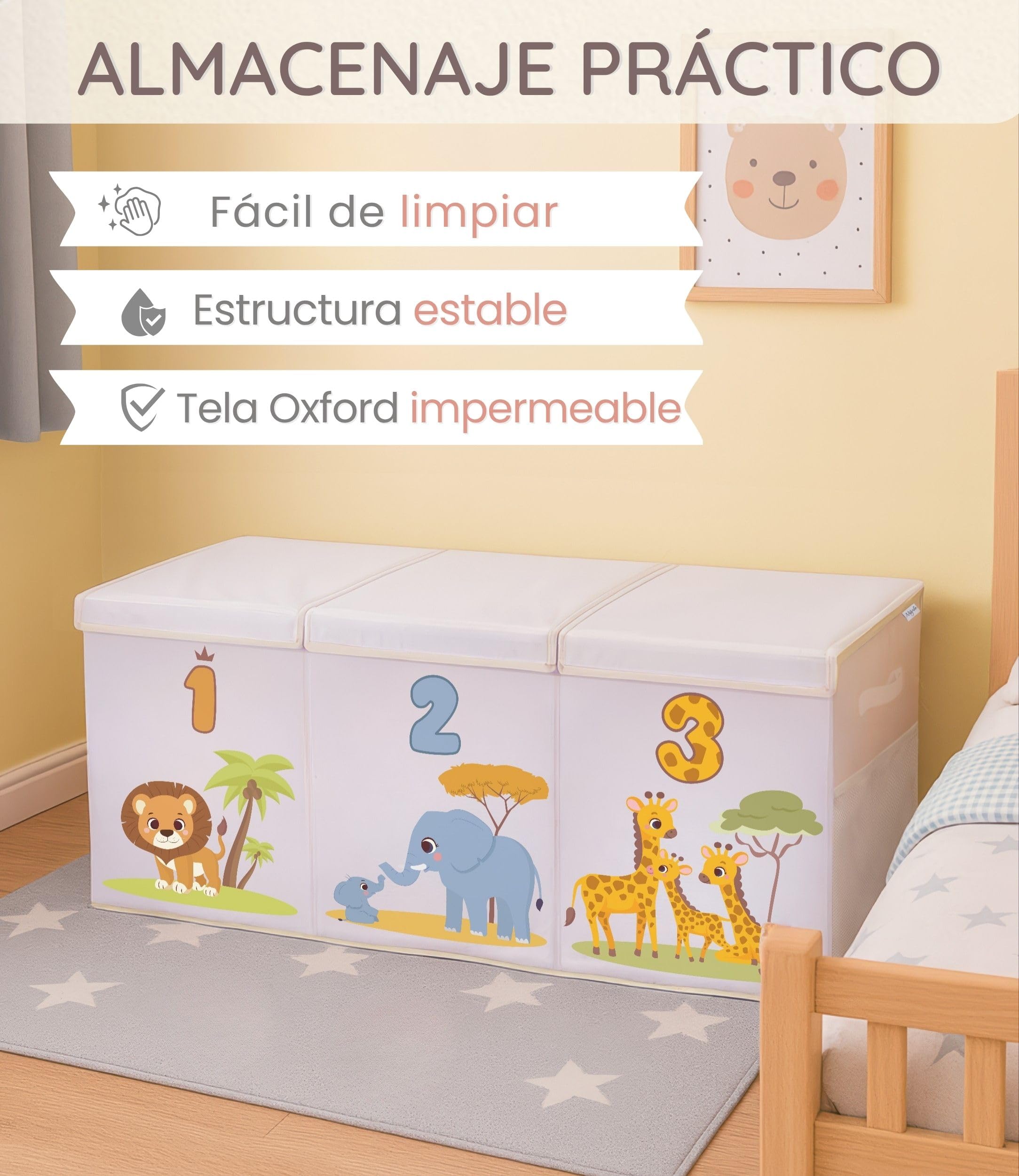 Baúl Juguetes Infantil Grande XL, Caja Juguetes Almacenaje - Selva