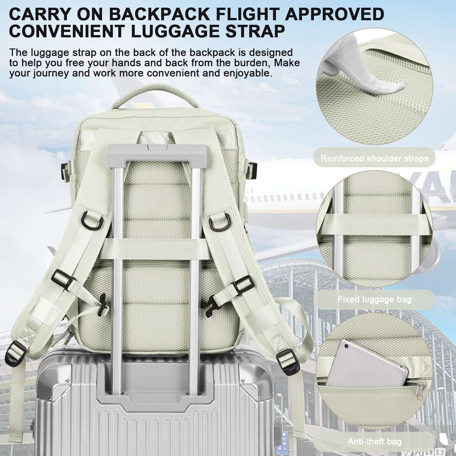 Zaino Bagaglio a Mano Ryanair 40x20x25 Zaino Aereo Borse da Cabina per Easyjet 45x36x20 Zaino da Viaggio donna con porta ricarica USB, Borsa da Viaggio aereo Zaino Computer Impermeabile Casual Daypack