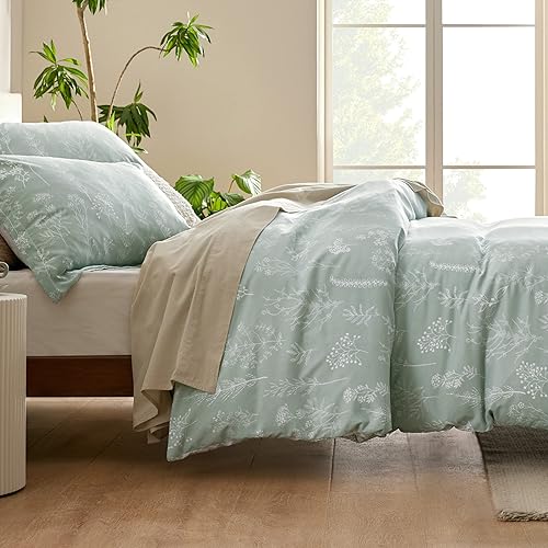 Miniatura 178 de Bedsure Juego de edredón de tamaño Queen, color lavanda, lindo, floral, regalo para mujer, 3 piezas, 1 suave edredón reversible con flores y 2