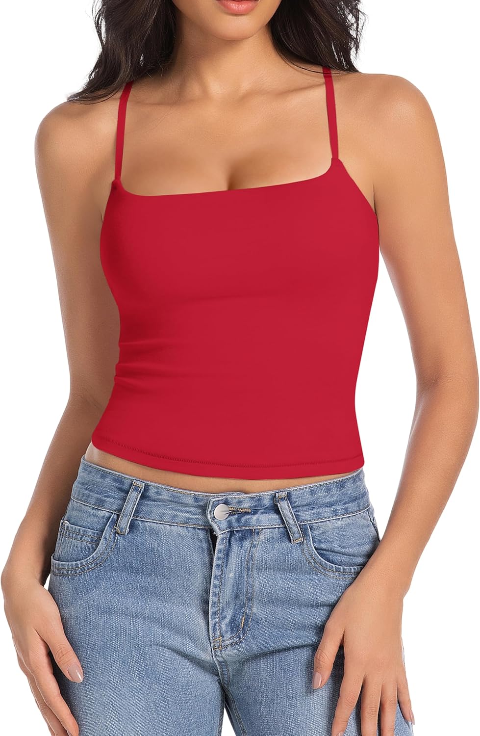 Women's Sleeveless Adjustable Spaghetti Strap Tank Top