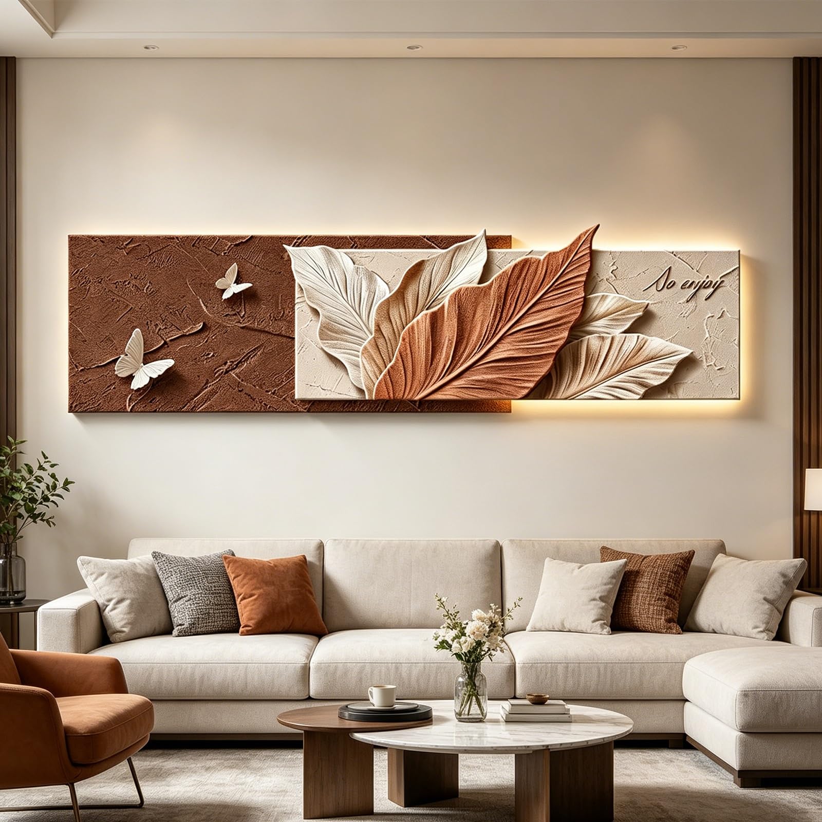 PGZMDTWI 3D Sandstone Textured Handcrafted LED Sculpture,Modern Living Room Entryway Home Office Wall Décor(A,150 * 42CM 9.1 * 16.6IN)