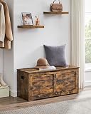 VASAGLE Storage Chest, Storage Bench, Blanket Box with 2 Safety Hinges, Rustic Style, 100 x 40 x 46 cm, for Hallway, Bedroom, Living Room, Rustic Brown LSB061T01 - 4