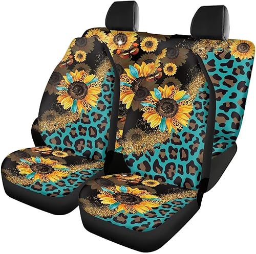 Miniatura 35 de Fundas de asiento de automóvil con diseño de girasol para SUV, camión, camioneta, caballo azteca, funda de asiento delantero y trasero, accesorios