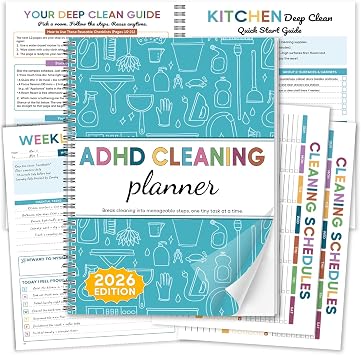 ADHD Cleaning Planner for Adults, Blue Cleaning Schedule & Checklist