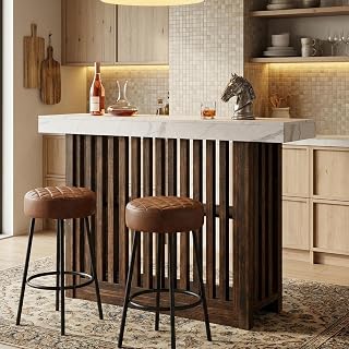 Bar Table for 6-8 People, 160 cm Counter Bar with Storage, Long Counter Table Pub Table for Breakfast, Modern Coffee Bar Unit for Dining Room, Bistro, Living Room, White + Walnut