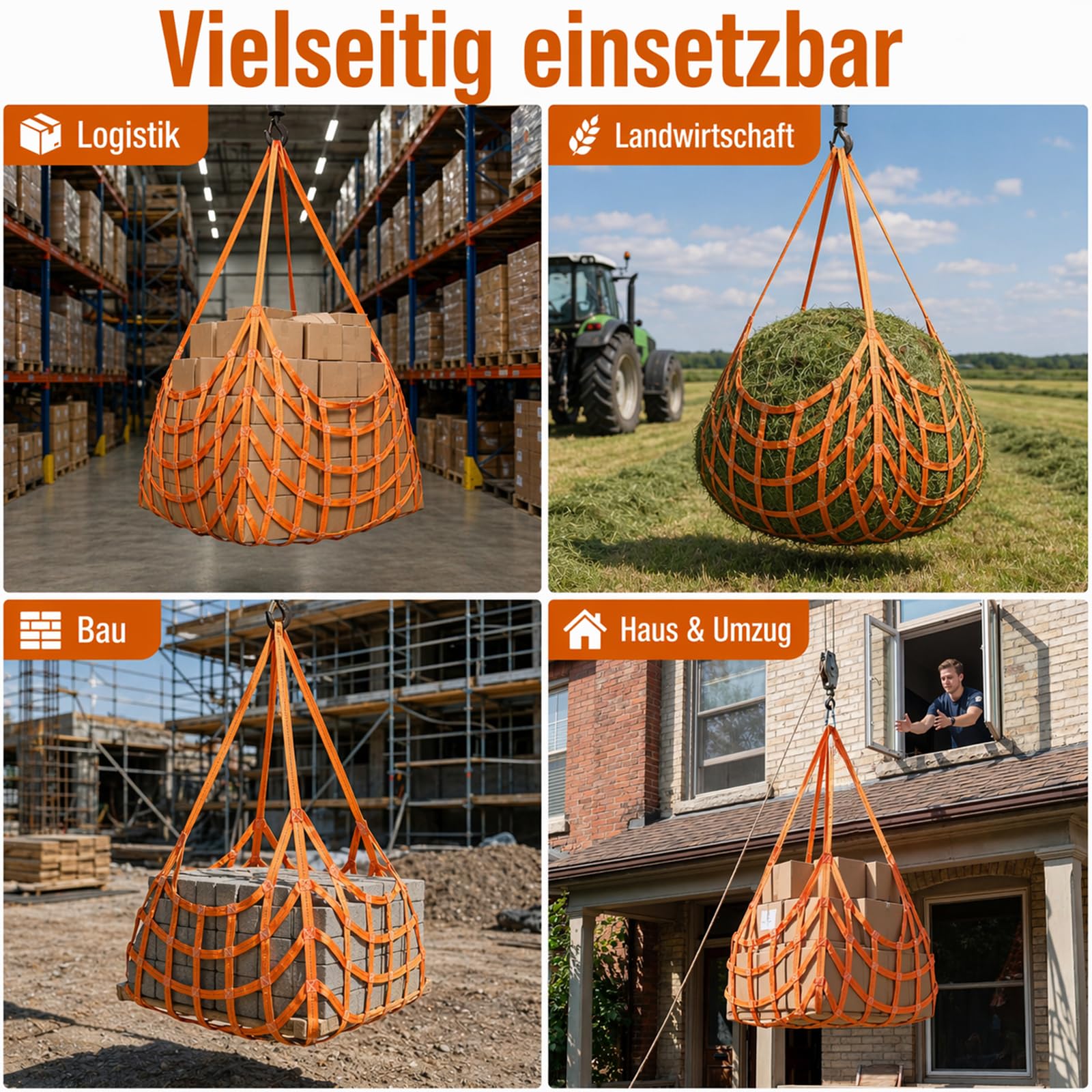 Hebe-Hebenetz, 1 X 1 m Ladung Hängendes Netz, Polyester Ladungshebenetz, 10cm Quadratische Mesh Load 300kg, Hangendes Hebenetz Zum Be Und Entladen Von Fracht