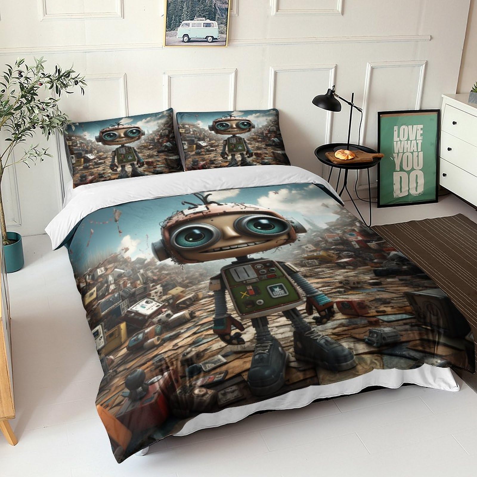 Housse De Couette 200x200 Cm Hérisson 3D - Microfibre Douce - 3 Pièces Avec Taies D'Oreiller 65x65 Cm - Literie Déco - 5