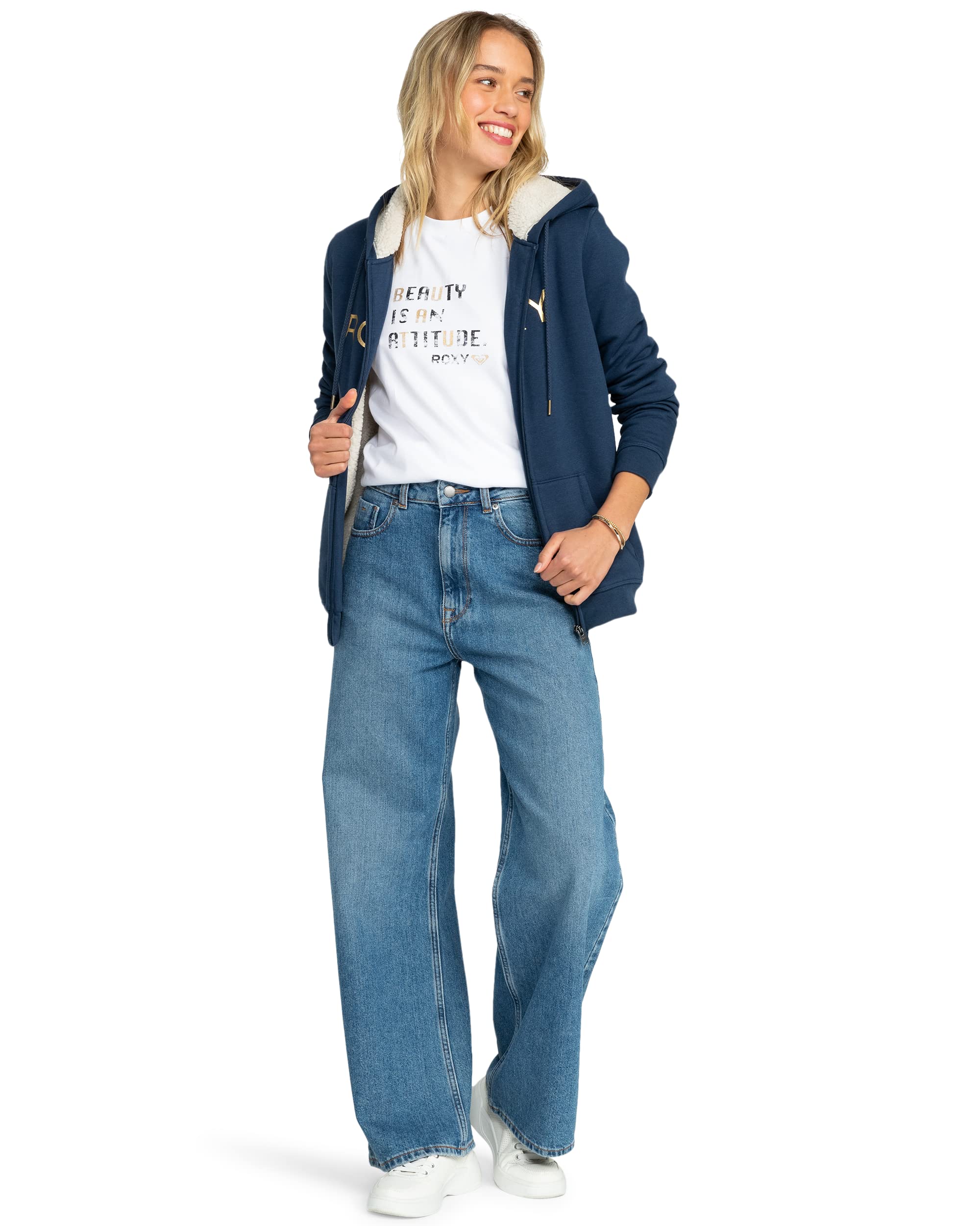 Roxy Itia Zip Sherpa Logo Pull Femme