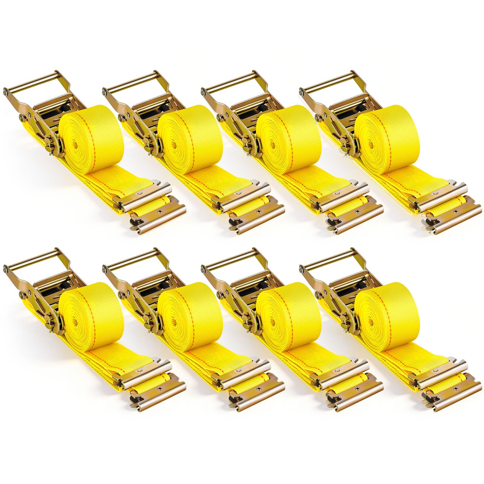 VEVOR Correas de Amarre con Trinquete E-Track 4,57 m x 5 cm Correas de Pista E 8 Piezas Cinturón de Poliéster y Trinquete de Acero Amarre de E-Track para Motocicletas Portaequipajes Camiones Remolques