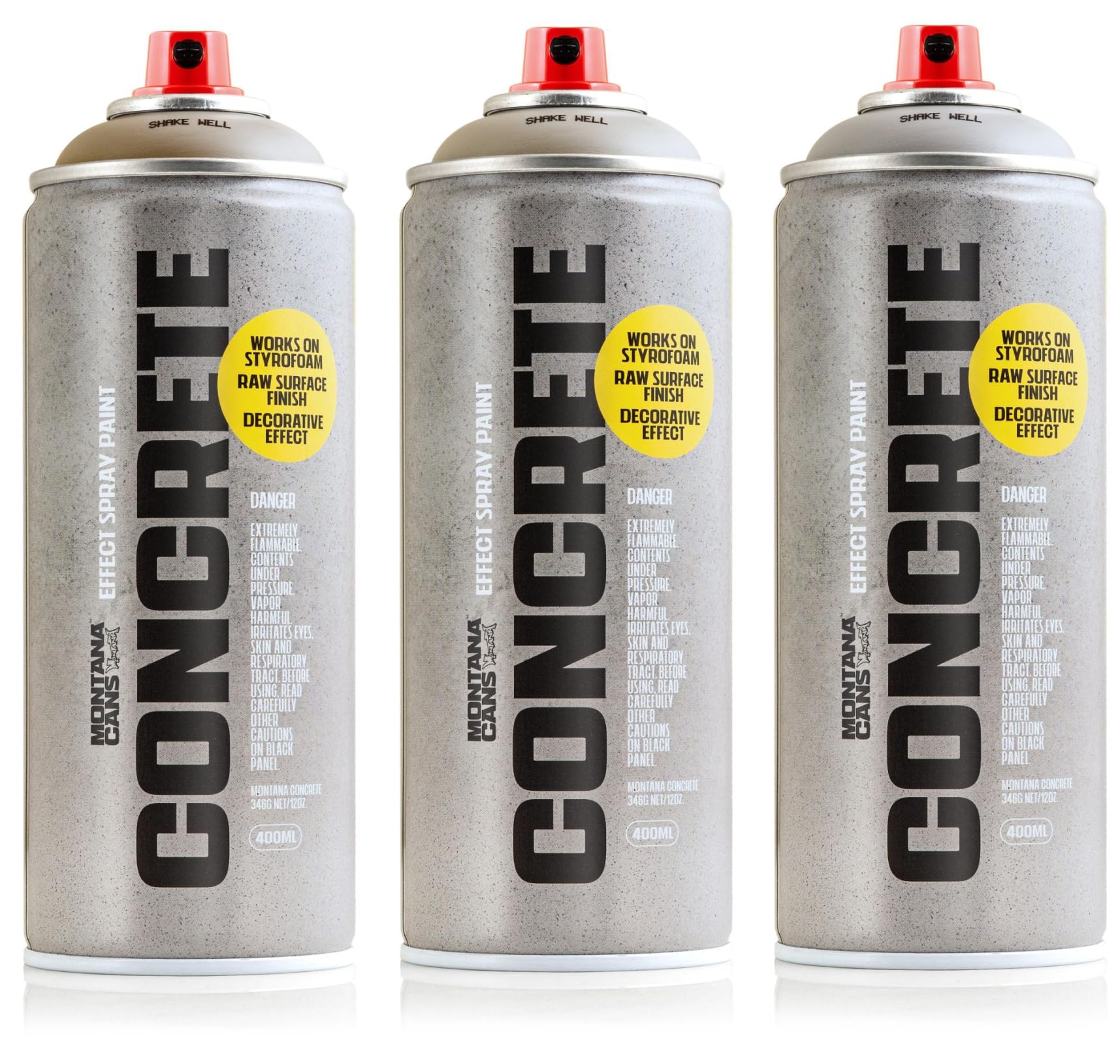 Montana Cans – Spray efecto hormigón 3 x 400 ml Concrete Effect Spray – escala de grises