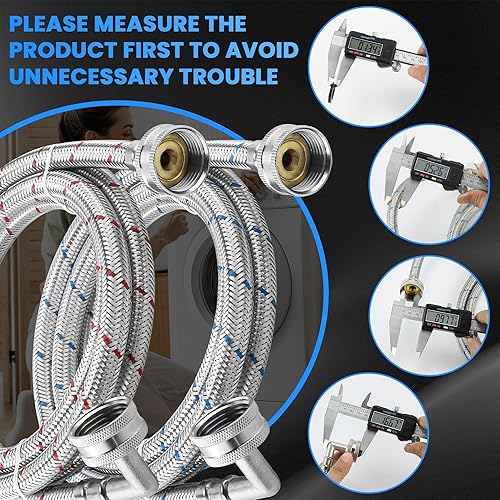 Vista 13 de AMI PARTS - Mangueras de goma para lavadora de 4 pies a prueba de explosiones, líneas de suministro de agua por AMI PARTS - para mangueras