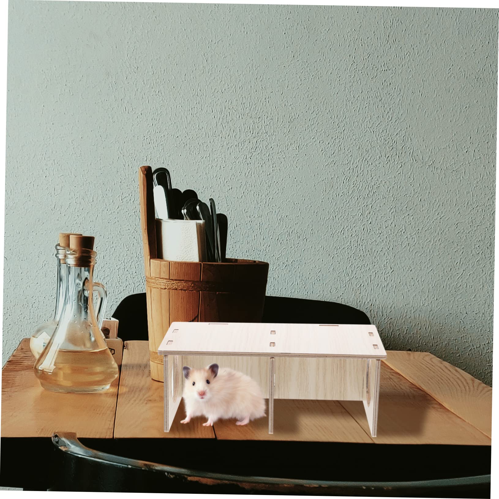 Luxshiny Hamster Lebensraum Mit 3 Kammern Robustes Hamster Holzversteck Und Meerschweinchen Nest Für Kleine Haustiere Zum Spielen Und Ausruhen