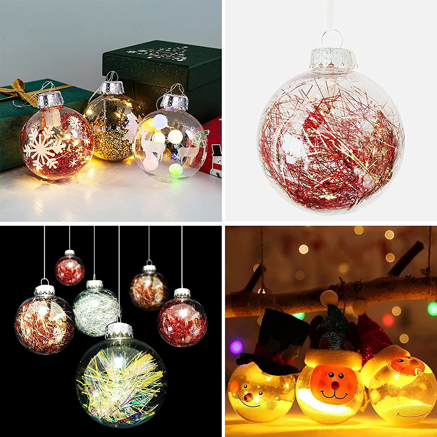 para la decoración del Regalo de la Fiesta de cumpleaños de la Boda del árbol de Navidad, Adornos de Bolas Transparentes, Adornos rellenables Transparentes de Bricolaje, 12 Piezas