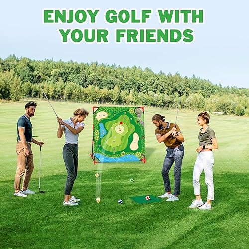 Miniatura 6 de Juego de golf, juegos de astillado de golf para niños con 24 pelotas de golf adhesivas, 2 palos de golf y 2 alfombrillas de golf, regalos de golf