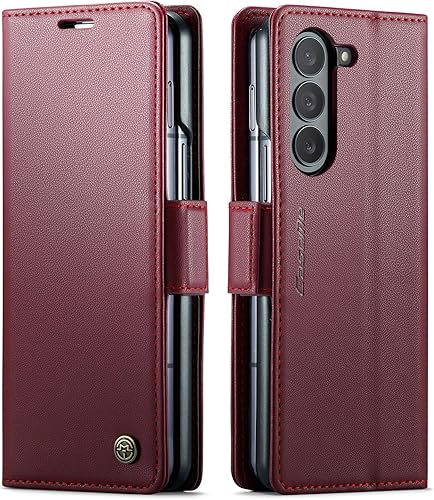 Funda para Samsung Galaxy Z Fold 5 (2023), funda de piel sintética tipo cartera con tarjetero con bloqueo RFID, función atril, a prueba de golpes,