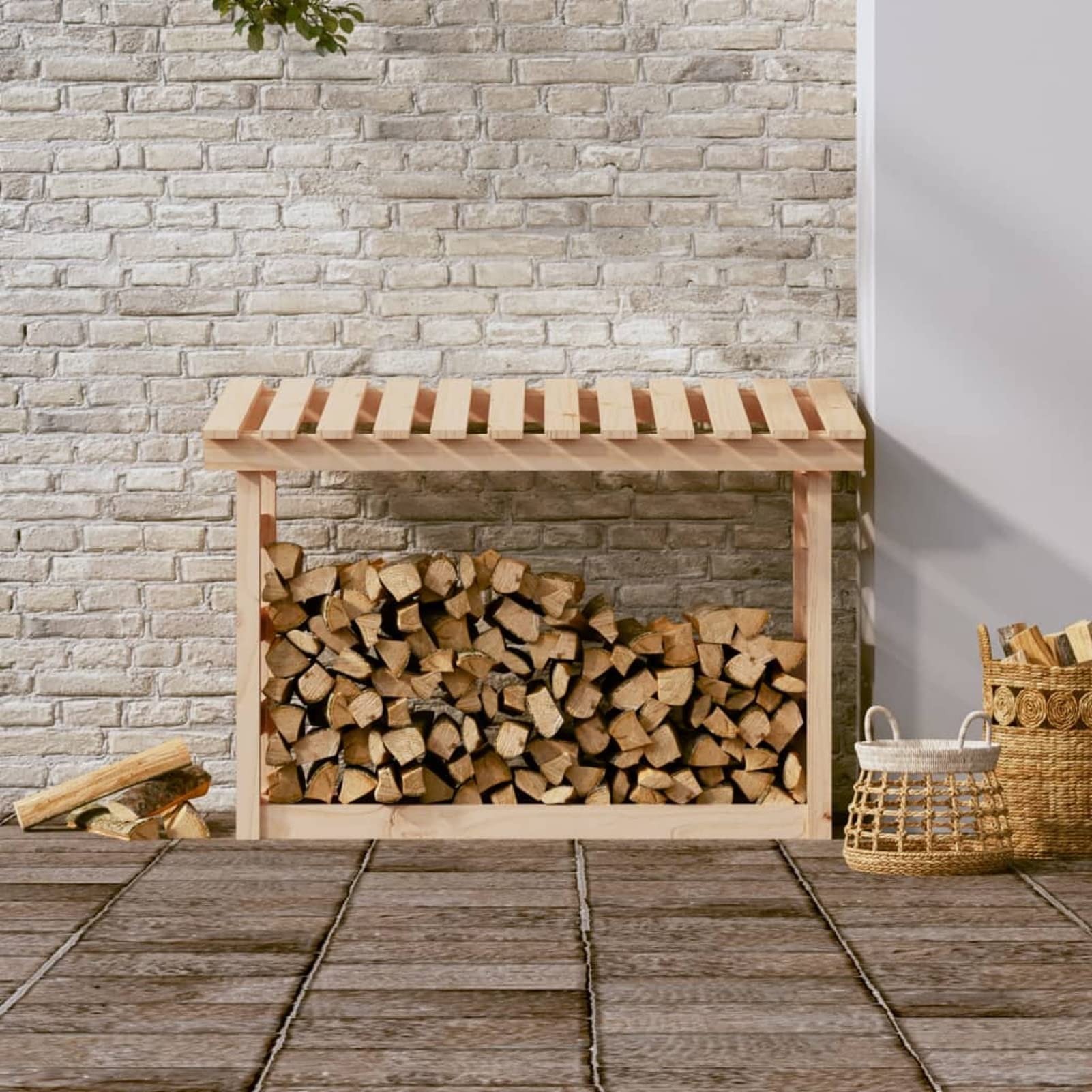 LAPOOH Portalegna 108x64,5x78 cm in Legno Massello di Pino,Portalegna,Portalegna da Interno ed Esterno, per Camino,Caminetto Stufa Design Moderno(SPU:822442)
