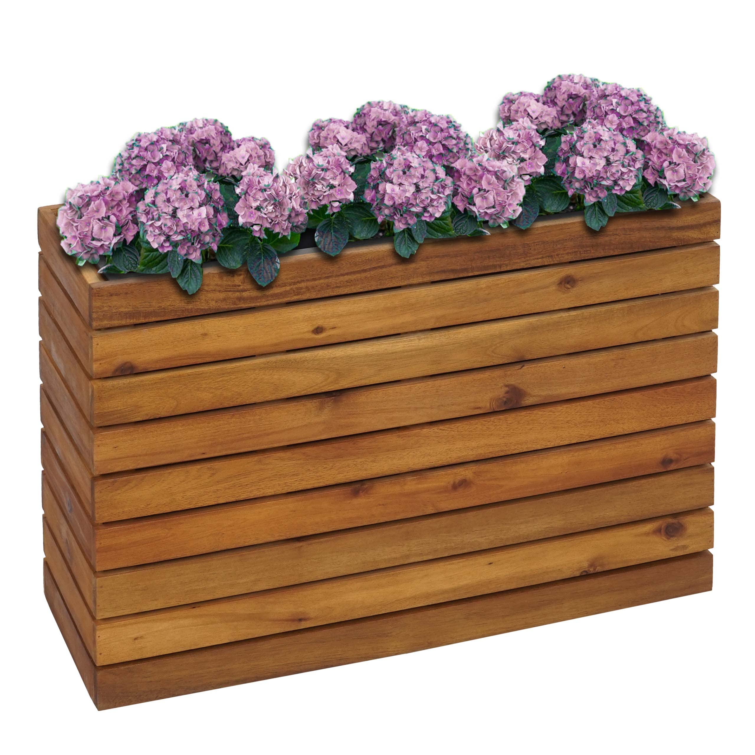 Mendler Pflanzkasten HWC-L21 41x63x23cm Akazie - braun | Pflanzkübel, Blumentopf, Hochbeet, eckig Outdoor, Holz, FSC®-Zertifiziert