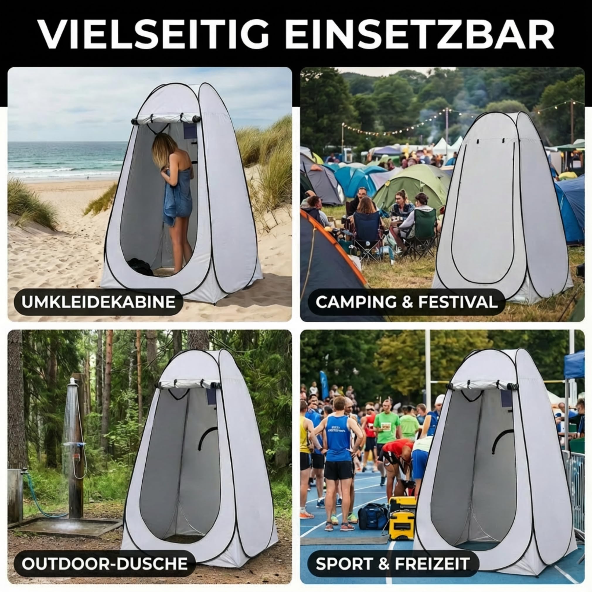 CLIPOP Pop-Up-WC-Zelt, tragbar, Dusche, Sichtschutz, wasserdicht, UV-Schutz, Umkleidezelt für Strand, Angeln, Wandern, Baden, Outdoor, mit Tragetasche
