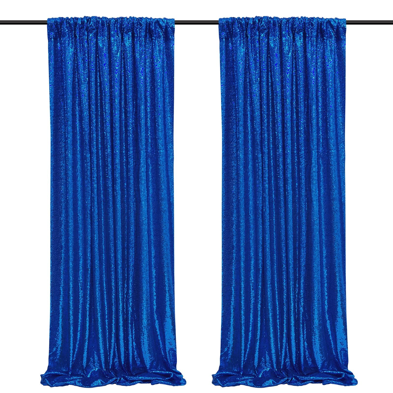 2 Pieces Gold Sequin Backdrop Curtain Panels Stage 2FTx8FT Party Wedding Background Drapes — view 28